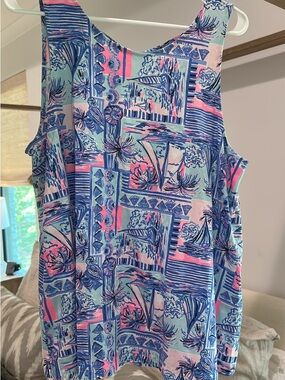 Lilly Pulitzer Pink and Blue Printed Sleeveless Tank Top